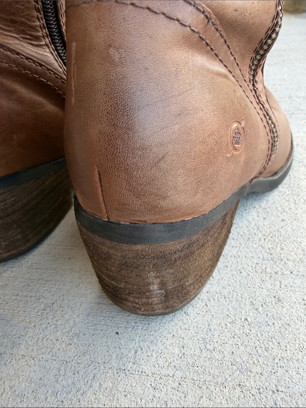 Born Brown Leather Knee-High Zip Boots with Buckle - Picture 8 of 8